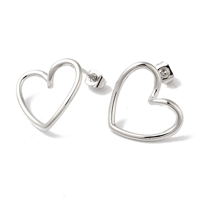 304 серьги-гвоздики из нержавеющей стали для женщин, полые сердца