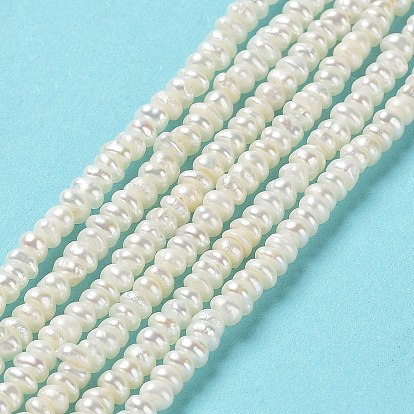 Natural Cultured Freshwater Pearl Beads Strands, Rondelle, Grade 4A+
