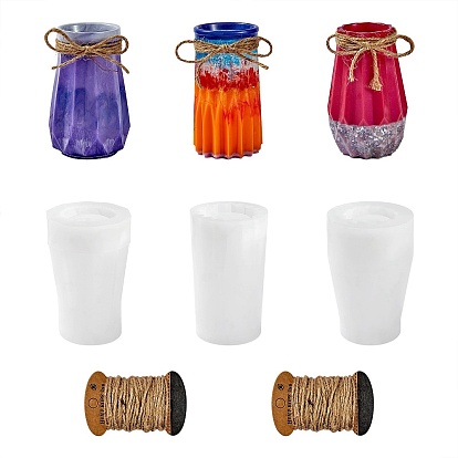 Silicone Mold for Vase, Resin Casting Molds, Epoxy Resin Craft Making, with Jute Cord, Jute String, Jute Twine, for DIY Making