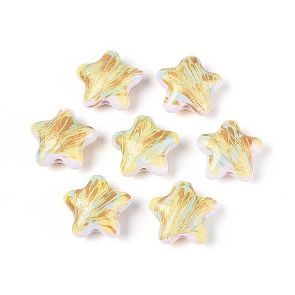 Непрозрачные акриловые бусины, бусины ручной работы, звезда, золотой металл обвитыми