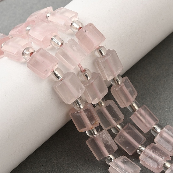 Натуральный мадагаскар розовый кварц бисер пряди, квадратный, с бисером