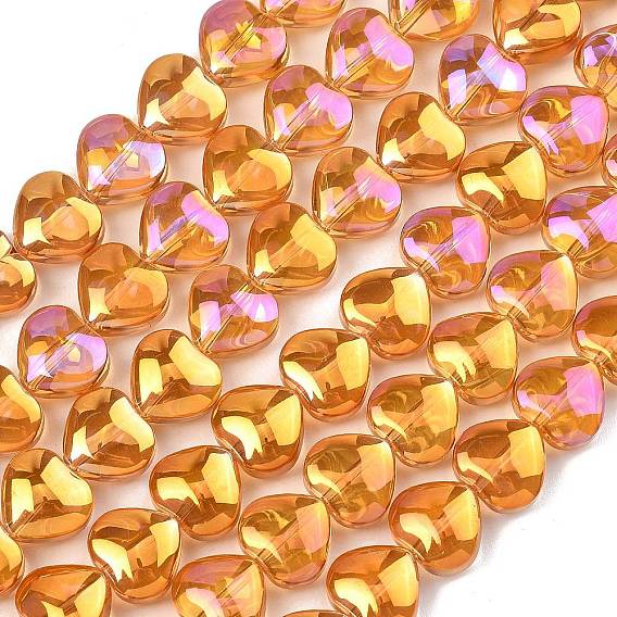 Гальванизированная нить из прозрачных стеклянных бусин, сердце