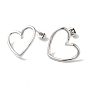 304 серьги-гвоздики из нержавеющей стали для женщин, полые сердца