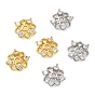 Brass Micro Pave Cubic Zirconia Bead Caps, Flower, Rack Plating, Long-Lasting Plated, Cadmium Free & Lead Free