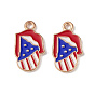 Independence Day Alloy Enamel Pendants, Lip with Star Charms, Light Gold