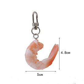 PVC Plastic Shrimp Meat Shape Pendant Decorations, with Iron Clasp