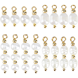 16pcs 4 Styles natürliche Süßwasser-Zuchtperlen-Anhänger, mit Messing-Zubehör