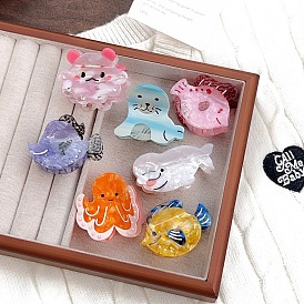 Cellulose Acetate Claw Hair Clips, Hair Accessories for Women & Girls, Sea Animals