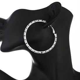 925 Silver Stud Earrings with Micro-set Zirconia, Simple Large Hoop C-shaped Earings