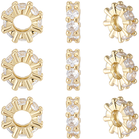 12шт. латунные кубические циркониевые бусины европейского типа, бусины с большим отверстием, рондель