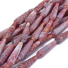 Natural Weathered Agate Beads Strands, Dyed & Heated, Teardrop