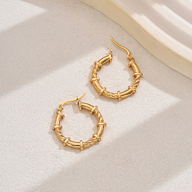 Stainless Steel Vine Pattern Hoop Earrings for Women