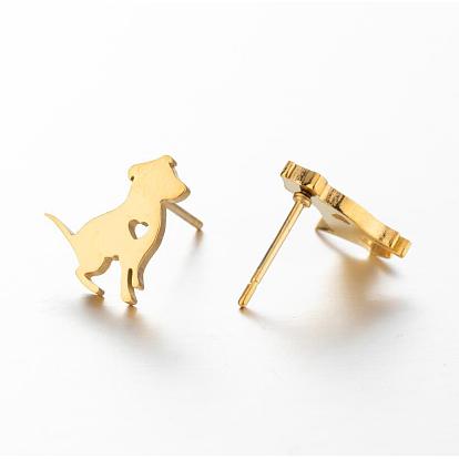 Stylish and Cute Mini Animal Stud Earrings for Women - Dog Heart-shaped Ear Jewelry