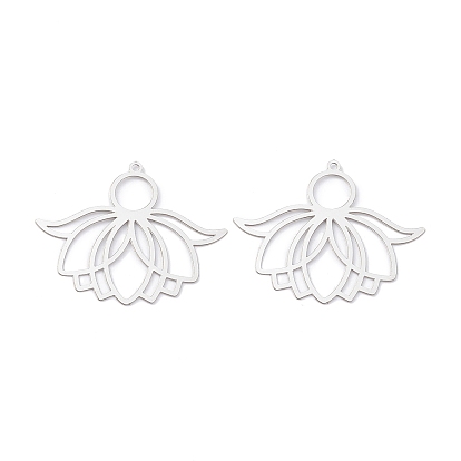 Не тускнеющие 201 подвески из нержавеющей стали, гравированные металлические украшения, очарование лотоса