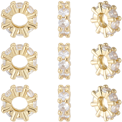 12шт. латунные кубические циркониевые бусины европейского типа, бусины с большим отверстием, рондель