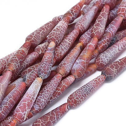 Natural Weathered Agate Beads Strands, Dyed & Heated, Teardrop