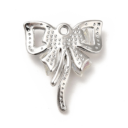Rack Plating Alloy Rhinestone Pendants, with Glass, Cadmium Free & Lead Free, Bowknot Charms