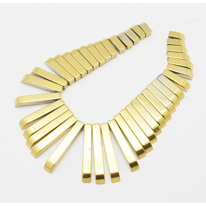 Немагнитная синтетический гематит закончил бусы, прямоугольные, 9.5~30x4x4 мм, отверстие : 1 мм, длина: 6.5 дюйма