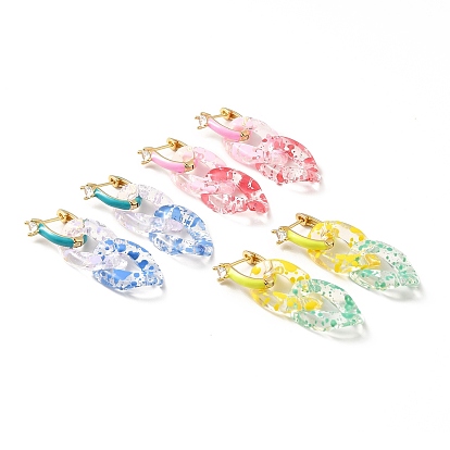 Серьги-кольца с подвесками из полимерной цепочки, серьги из настоящей позолоченной латуни с кубическим цирконием, без свинца, без кадмии и без никеля