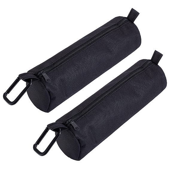 2Pcs Rectangle Cloth Pen Case with Zipper, with 2Pcs Aluminum Spring Gate Rings