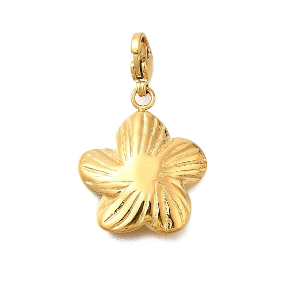 Цветок 304 подвесные украшения из нержавеющей стали, ионное покрытие (ip), с застежкой омар коготь