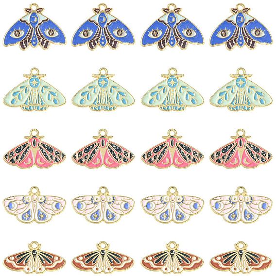 30 шт 5 стили подвески из сплава эмали, золотые, подвеска бабочка и мотылек