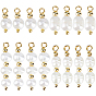 16Pcs 4 Styles Natural Cultured Freshwater Pearl Pendants, with Brass Findings