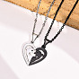 Stainless Steel Couple Pendants, Split Heart with Swan/Gender Sign/Dolphin Charm for Valentine's Day