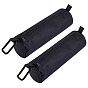 2Pcs Rectangle Cloth Pen Case with Zipper, with 2Pcs Aluminum Spring Gate Rings