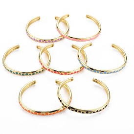 Manschettenarmband aus Emaille mit Herz, Echt 18 k vergoldetes Messing dünner offener Armreif für Frauen, Nickel frei