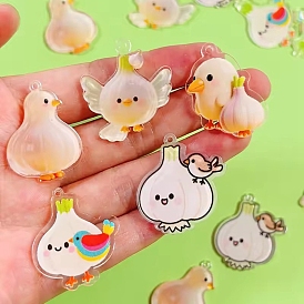 Печатные акриловые подвески, птица с чесноком