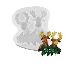 Double Christmas Deer DIY Candlestick Silicone Molds, Resin Casting Molds, For UV Resin, Epoxy Resin Craft Making