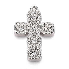 Подвески из сплава и страза, крестик, без кадмия и без свинца