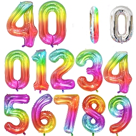Rainbow Pattern Aluminum Inflatable Balloons, for Party Festive Decorations, Number