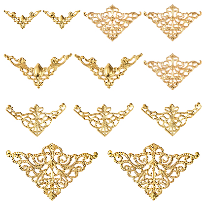 120шт 5 стили железные филигранные соединения, треугольные