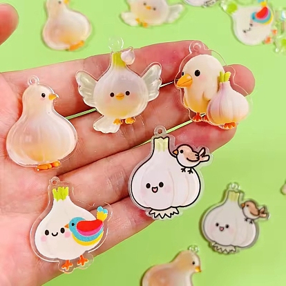 Печатные акриловые подвески, птица с чесноком