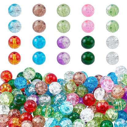 Transparent Crackle Glass Beads, Round