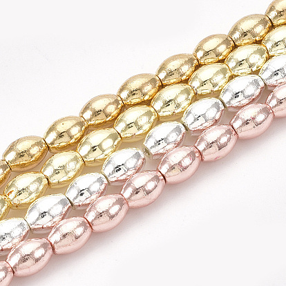 Гальванизировать немагнитных синтетический гематит бисер пряди, овальные