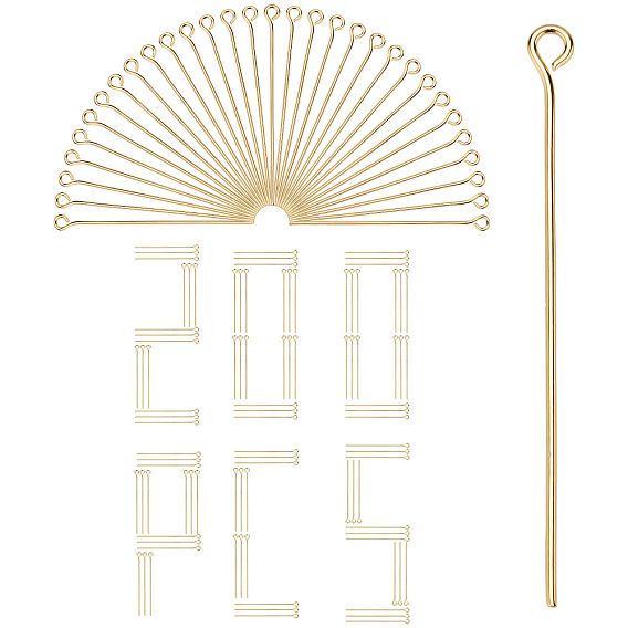 200шт. латунные штифты с ушком, реальный 18 k позолоченный