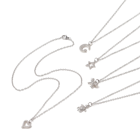 Колье из латуни с прозрачным кубическим цирконием, 304 женские украшения из нержавеющей стали, разнообразные