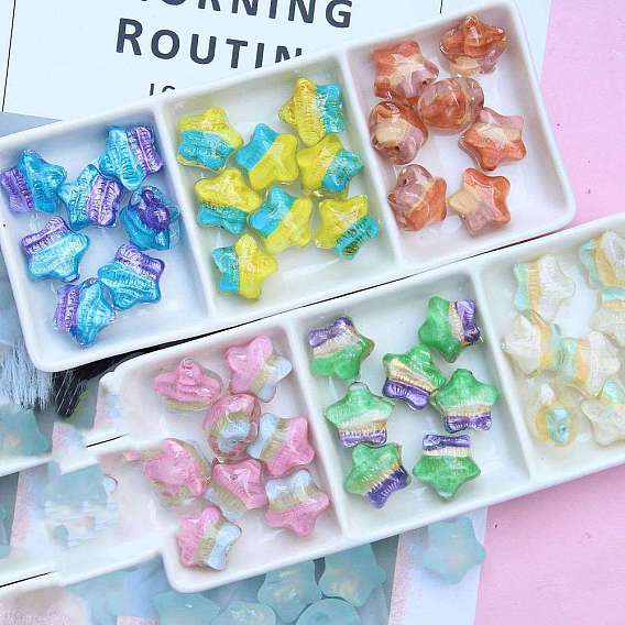 Двухцветные прозрачные акриловые бусины, звезда