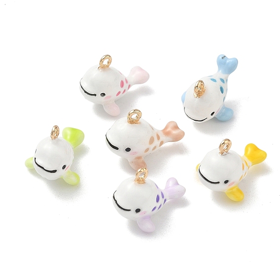 Подвески из эмали и сплава, прелести дельфинов, золотые