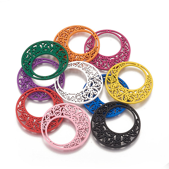 Деревянные большие подвески, плоско-круглые, окрашенные