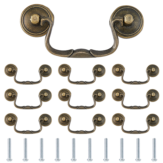 10Pcs Zinc Alloy Swing Cabinet Handles, with 20Pcs Screws