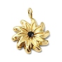 Ion Plating(IP) 304 Stainless Steel Pendants, Real 18K Gold Plated, with Rhinestone, Flower Charm