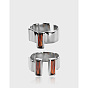 Brass Pave Cubic Zirconia Cuff Open Rings, Rectangle, Platinum