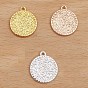 Alloy Pendants, Flat Round with Flower