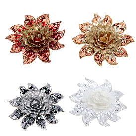 4 шт. 4 цвета 3 г цветочный узор полиэстеровые ткани компьютерная вышивка ткань пришивание аппликаций, аппликации из пайеток/пайеток