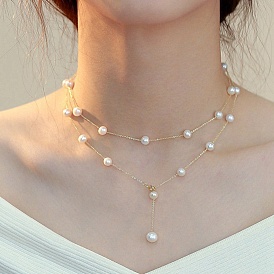 Natural Freshwater Pearl Necklace, Double Layer Necklaces