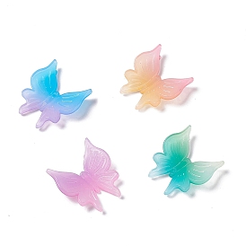 Cabochons acryliques bicolores opaques, papillon